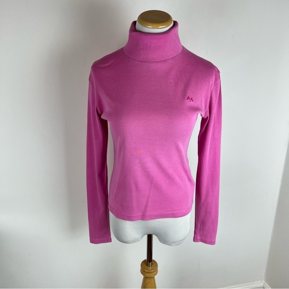 Vintage Thomas Burberry Turleneck Long Sleeve Top Pink Size S 100% Cotton